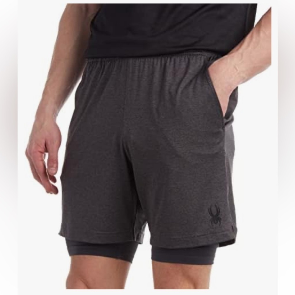 Spyder Actibe Men's Gray Athletic Shorts XXL Performance Training Soft stretchy